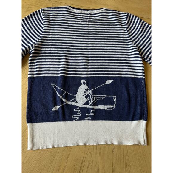 vtg 60s sailor Theme sweater Rowing Crew Nautical striped 2 Sided RARE womens - Picture 12 of 13